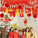 Winlyn Bulk Chinese New Year Party Decorations Oriental Hanging Red Lanterns Lucky Garland Party Swirls New Year Banner Honeycomb Balls for Asian Lunar New Year Snake Year...