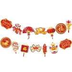 Year of the Snake Garland 2025 Chinese New Year Flag Banner Happy New Year Decoration China Party Spring Chinese New Year Banners Garland (Snake)