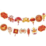 Year of the Snake Garland 2025 Chinese New Year Flag Banner Happy New Year Decoration China Party Spring Chinese New Year Banners Garland (Snake)