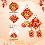 2Pcs Chinese New Year Door Decorations, Year of Snake 2025 Welcome Sign, Spring Festival Hanging Decoration, Fu Welcome Sign for Chinese New Year Door Wall Indoor Outdoor...