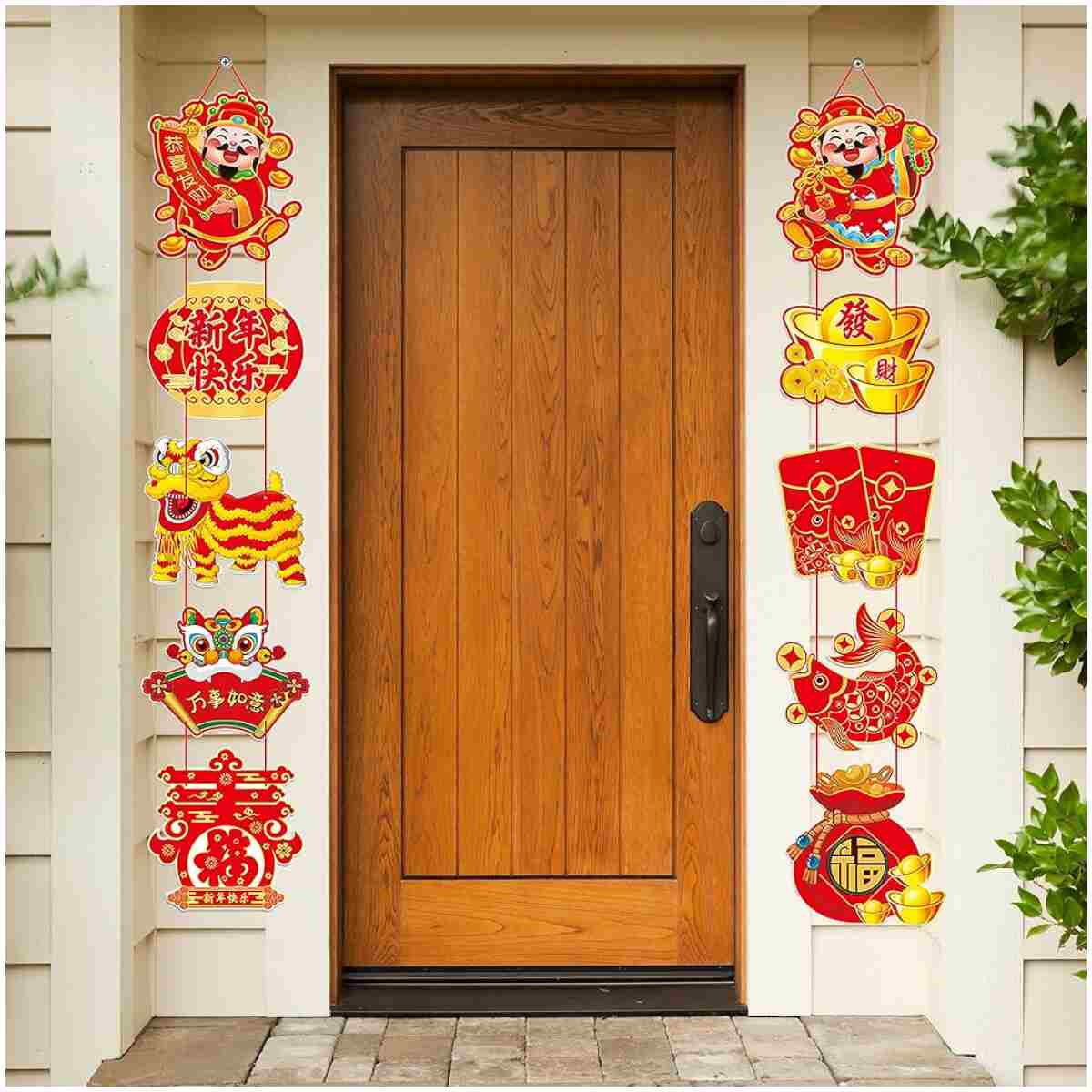2Pcs Year of Snake 2025 Door Decorations, Chinese New Year Welcome Sign, Spring Festival Hanging Decoration, Couplets Banner for Chinese New Year Door Wall Indoor Outdoor...