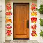 2Pcs Year of Snake 2025 Door Decorations, Chinese New Year Welcome Sign, Spring Festival Hanging Decoration, Couplets Banner for Chinese New Year Door Wall Indoor Outdoor...