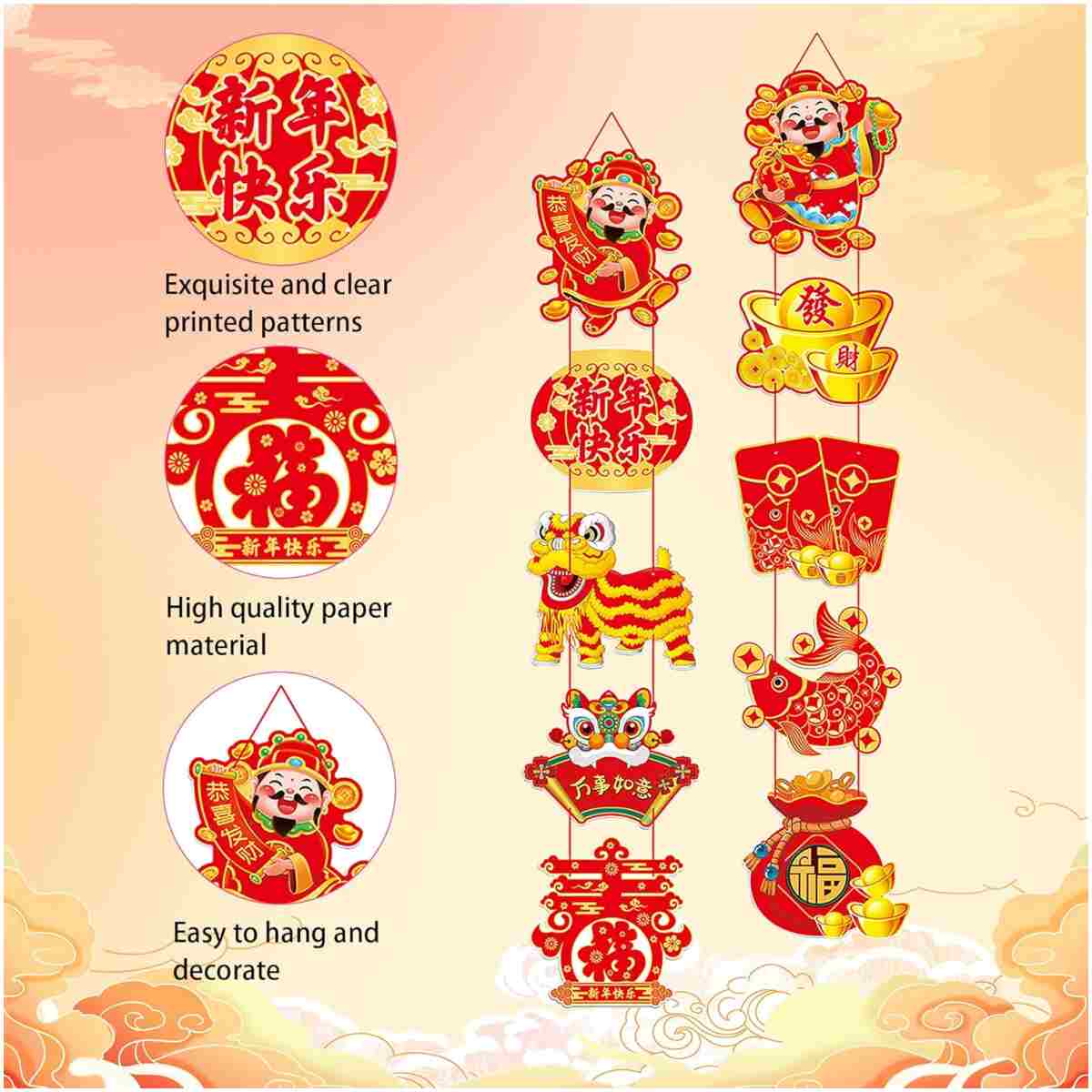2Pcs Year of Snake 2025 Door Decorations, Chinese New Year Welcome Sign, Spring Festival Hanging Decoration, Couplets Banner for Chinese New Year Door Wall Indoor Outdoor...