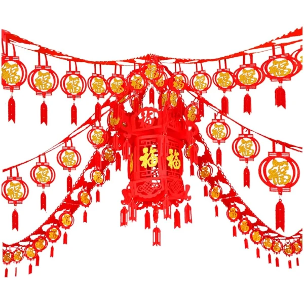 3 Sets Chinese New Year Hanging Ornaments Chinese New Year Garland Chinese Spring Festival Lantern for Lunar New Year Chinese New Year Spring Festival Home Restaurant Decoration