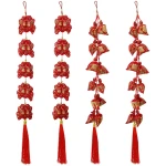 42 Inch Chinese New Year Hanging Decorations, Pack of 4 Lunar New Year Decoration 2025 Chinese Knot Pendant with Tassel, Red Lucky Fu Hanging Ornaments for Home Office New Year...