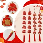 42 Inch Chinese New Year Hanging Decorations, Pack of 4 Lunar New Year Decoration 2025 Chinese Knot Pendant with Tassel, Red Lucky Fu Hanging Ornaments for Home Office New Year...