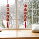 42 Inch Chinese New Year Hanging Decorations, Pack of 4 Lunar New Year Decoration 2025 Chinese Knot Pendant with Tassel, Red Lucky Fu Hanging Ornaments for Home Office New Year...