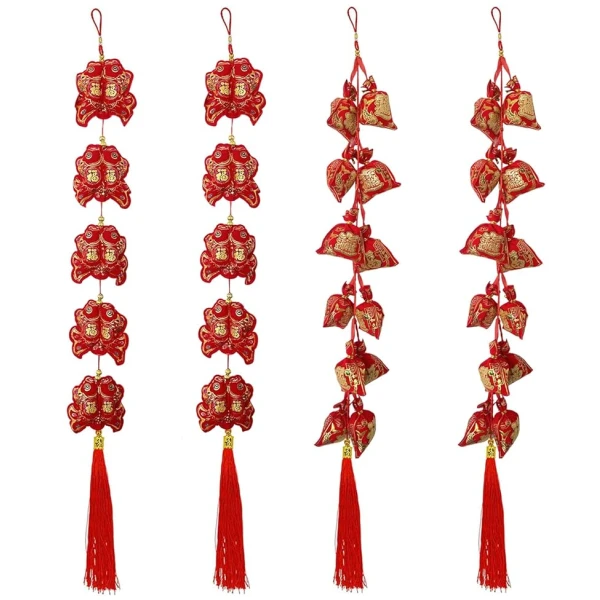 42 Inch Chinese New Year Hanging Decorations, Pack of 4 Lunar New Year Decoration 2025 Chinese Knot Pendant with Tassel, Red Lucky Fu Hanging Ornaments for Home Office New Year...