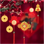 44pcs Chinese New Year Decorations, 2025 Red Chinese Knot Hanging Ornaments Lucky Fu Copper Coin Pendants for Lunar New Year Spring Festival Home Office Door Walls Trees Car...