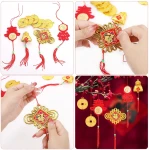 44pcs Chinese New Year Decorations, 2025 Red Chinese Knot Hanging Ornaments Lucky Fu Copper Coin Pendants for Lunar New Year Spring Festival Home Office Door Walls Trees Car...