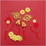44pcs Chinese New Year Decorations, 2025 Red Chinese Knot Hanging Ornaments Lucky Fu Copper Coin Pendants for Lunar New Year Spring Festival Home Office Door Walls Trees Car...