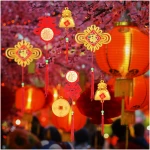 44pcs Chinese New Year Decorations, 2025 Red Chinese Knot Hanging Ornaments Lucky Fu Copper Coin Pendants for Lunar New Year Spring Festival Home Office Door Walls Trees Car...