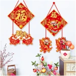 Chinese New Year Decorations Spring Festival Red Paper Lunar New Year Door Decor Fu Door Hanger