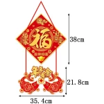 Chinese New Year Decorations Spring Festival Red Paper Lunar New Year Door Decor Fu Door Hanger