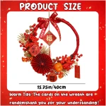 Chinese New Year Wreath LED Chinese Spring Festival Hanging Ornament Artificial Red Berry Gold Leaver Flower Wreath Decoerations for Wall Door Windows Chinese New Year Spring...