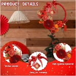 Chinese New Year Wreath LED Chinese Spring Festival Hanging Ornament Artificial Red Berry Gold Leaver Flower Wreath Decoerations for Wall Door Windows Chinese New Year Spring...