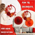 Chinese New Year Wreath LED Chinese Spring Festival Hanging Ornament Artificial Red Berry Gold Leaver Flower Wreath Decoerations for Wall Door Windows Chinese New Year Spring...