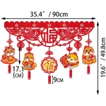 Happy Chinese New Year Hanging Door Garland, 2025 Spring Festival Lunar New Year Door Banner Sign, Year of The Snake Red String Garland Decorations for Asian New Year Spring...