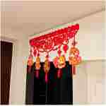 Happy Chinese New Year Hanging Door Garland, 2025 Spring Festival Lunar New Year Door Banner Sign, Year of The Snake Red String Garland Decorations for Asian New Year Spring...
