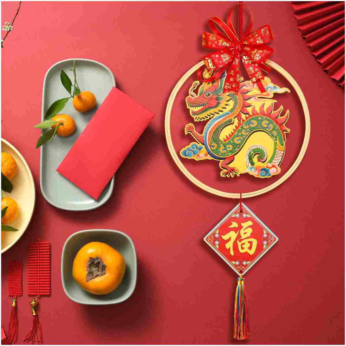 QNNEFF 2025 Chinese New Year Decor Year of The Snake Wall Art Chinese Spring Festival Dragon Wall Hanging Ornament Chinese Gifts Fortune Lucky Fengshui Chinese Dragon Charm 7inch