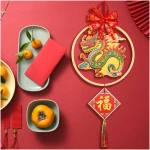 QNNEFF 2025 Chinese New Year Decor Year of The Snake Wall Art Chinese Spring Festival Dragon Wall Hanging Ornament Chinese Gifts Fortune Lucky Fengshui Chinese Dragon Charm 7inch