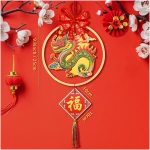 QNNEFF 2025 Chinese New Year Decor Year of The Snake Wall Art Chinese Spring Festival Dragon Wall Hanging Ornament Chinese Gifts Fortune Lucky Fengshui Chinese Dragon Charm 7inch