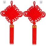Supla 2 Pack Chinese New Year Decorations 21" W 39" L Chinese Red Knot Tassel Hanging Oriental Lucky Ornaments Spring Wall Ornaments for Asian Lunar New Year 2024 Year of The...