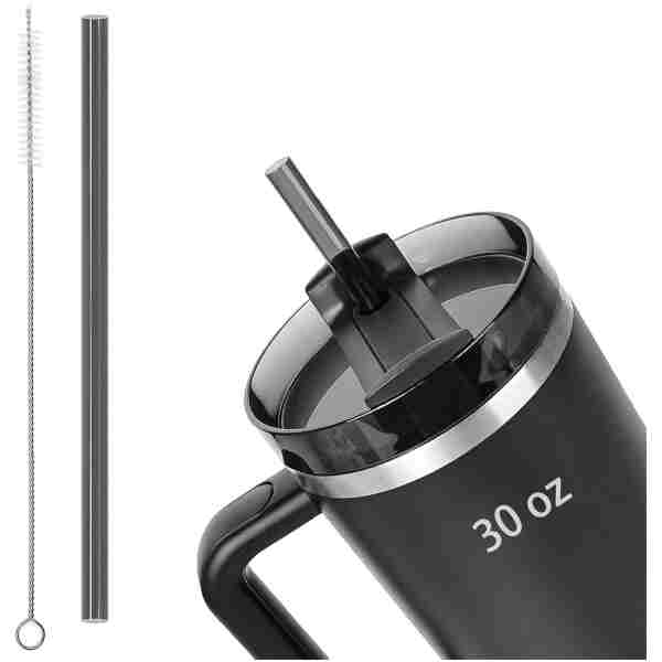 1 Pack 11" Reusable Straws for Stanley Cup 30oz，for Stanley Tumbler Straws, for Stanley Cup Accessories，for Stanley Straw Replacement 30 oz，Food Grade & BPA Free（Transparent Blcak）