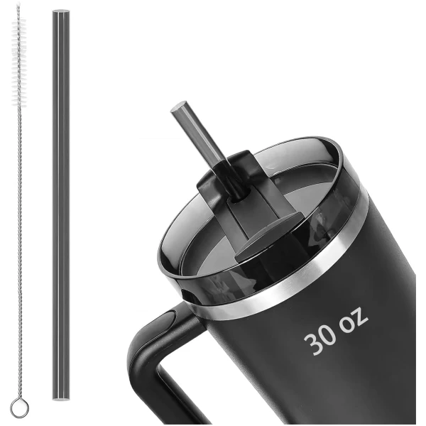 1 Pack 11" Reusable Straws for Stanley Cup 30oz,for Stanley Tumbler Straws, for Stanley Cup Accessories,for Stanley Straw Replacement 30 oz,Food Grade & BPA Free(Transparent Blcak)