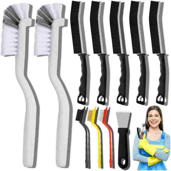 11Pcs Crevice Cleaning Brush Set, Hard Bristle Cleaning Supplies for Kitchen, Bathroom, Corner, Grout, Sink, Cup, Teapot, Bottle, Blender