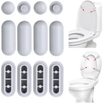 12PCS Embedded Toilet Seat Bumpers, Universal Buffer Toilet Lid Rubber Bumpers for Bidet Kits Toilet Seat Accessories for Families Hospitals School Hotels Toilets (Grey)