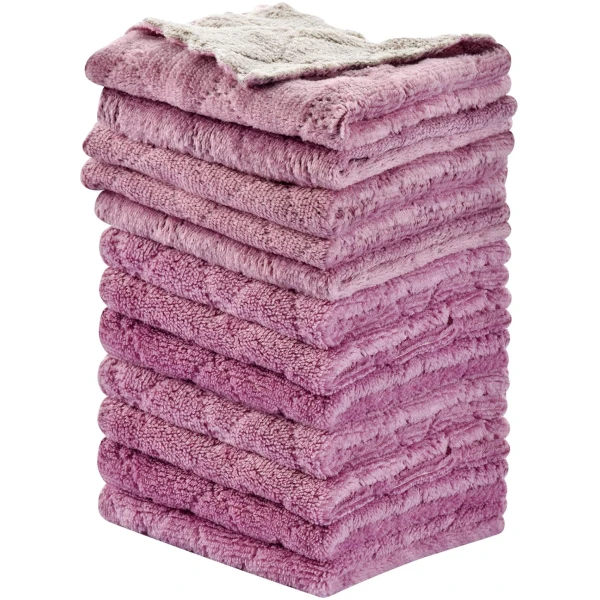 12PCS Kitchen Towels Dish Towels, Multipurpose Reusable Dish Cloths, Double-Sided Microfiber Cleaning Rags for Furniture, Car, Tea, Bowl, 10x 6 inch