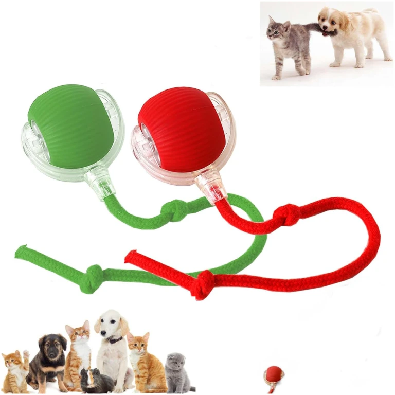 2 Pack Interactive Rolling Cat Ball, 360° Intelligent Automatic Rolling Pet Ball, Suitable for Large and Small Dogs and Cats (Red + Green)
