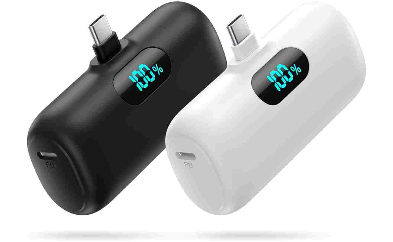 [2-Pack] Mini Portable Charger 5000mAh Power Bank,3A PD USB C Cell Phone Portable Power, LCD Display Battery Pack Compatible with iPhone 16/15/15 plus/15 pro/15 pro...