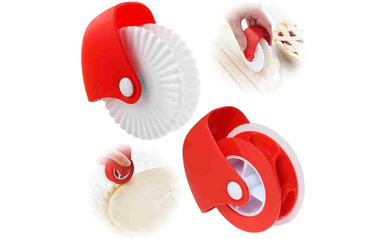 2 Pack Pastry Cutting Wheel, Pastry Wheel Decorator Pie Crust Pastry Wheel and Cutter for Cutting Pastry, Rolled Pastry Pie Crimper, Baking & Cooking Tool for Apple Pie Crust or...