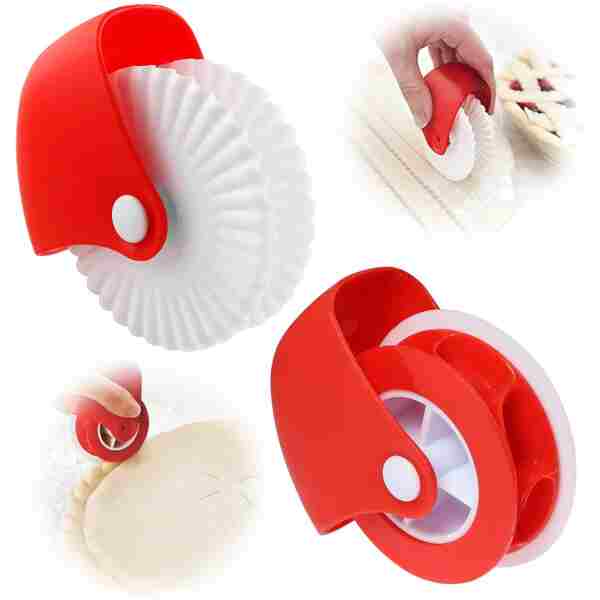 2 Pack Pastry Cutting Wheel, Pastry Wheel Decorator Pie Crust Pastry Wheel and Cutter for Cutting Pastry, Rolled Pastry Pie Crimper, Baking & Cooking Tool for Apple Pie Crust or...