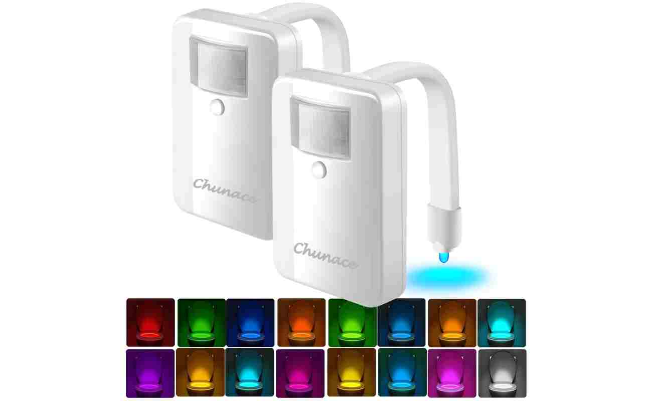 2 Pack Toilet Night Lights with Motion Activated Sensor,16-Color Changing LED Inside Toilet Bowl Nightlight, Cool Stuff for Bathroom Accessories Decor, Unique Gadgets for Men...
