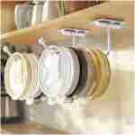 2-Pack Tumbler Lid Organizer: Silver Self-Adhesive Magnetic Tumbler Lid Holder for Kitchen Organization & Storage. Space-Saving Cup Lid Storage Hook for Stanley/Simple...