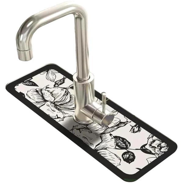 2 PC Kitchen Sink Splash Guard Faucet Mat,Super Absorbent Fast Drying Mat Sink Gadgets-Splash Guard Behind Faucet Drip Catcher for Kitchen, Bathroom,Sink Mat, Dish Drying Mat,...