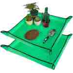 2 PCS 27 "x 27" Repotting Mat for Indoor Plant Transplanting and Mess Control Thickened Waterproof Potting Tray Foldable Succulent Potting Mat Portable Gardening Mat Green
