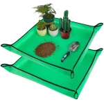 2 PCS 27 "x 27" Repotting Mat for Indoor Plant Transplanting and Mess Control Thickened Waterproof Potting Tray Foldable Succulent Potting Mat Portable Gardening Mat Green