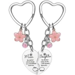 2 Pcs Mother Daughter Heart Matching Keyring Keychain Set Gifts For Mom Mothers Day Gifts from Daughter