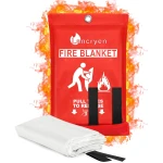 2025 Emergency Fire Blanket, Fire Extinguisher Blanket, Fire Suppression Blanket, Flame Retardant Blanket Fire Safety Blanket for Home, Kitchen, School, Grill, Car, Office,...