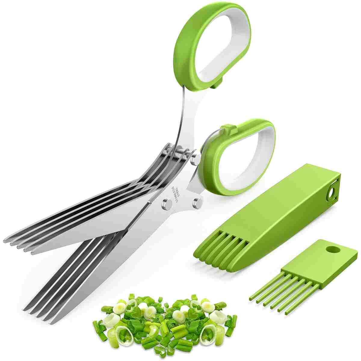 2025 Upgraded Herb Scissors, Effortless Herb Shears Cutter Tool with Sharp Stainless Steel Blades for Fresh Herbs, Must-Have Kitchen & Cooking Gadget, Green