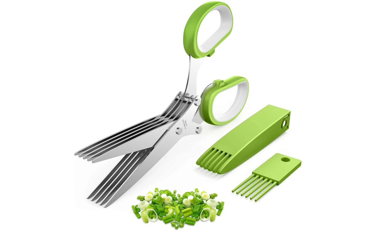2025 Upgraded Herb Scissors, Effortless Herb Shears Cutter Tool with Sharp Stainless Steel Blades for Fresh Herbs, Must-Have Kitchen & Cooking Gadget, Green