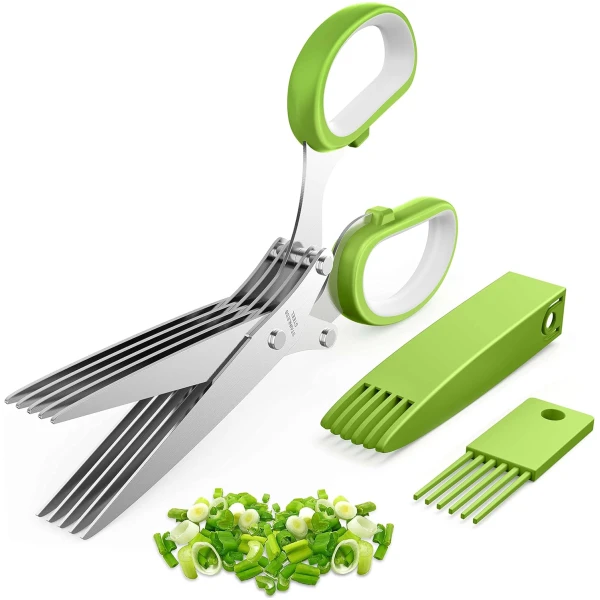 2025 Upgraded Herb Scissors, Effortless Herb Shears Cutter Tool with Sharp Stainless Steel Blades for Fresh Herbs, Must-Have Kitchen & Cooking Gadget, Green