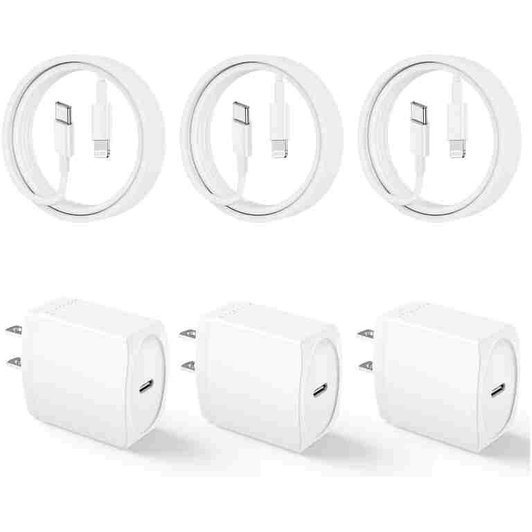 20W USB C Fast Charger 10 FT [MFi Certified] Compatible with iPhone 14 13 12 11 XS XR X 8 iPad, 3 Pack PD Wall Charger Block with 10FT Long Type C Lightning Cable (White)