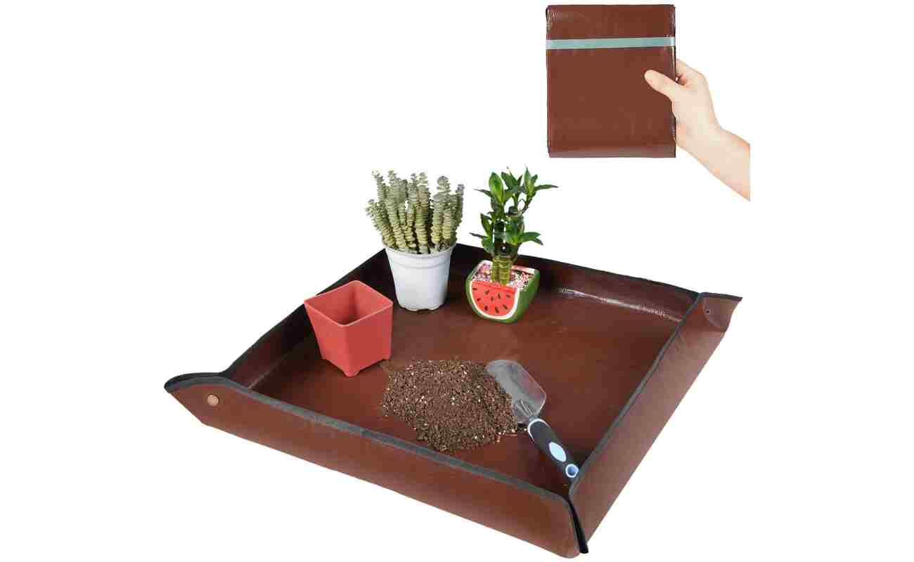 27"x 27" Repotting Mat for Indoor Plant Transplanting and Mess Control Foldable Waterproof Potting Tray-Easy to Clean Gardening Gifts for Plant Lovers