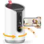 2K Pet Camera Treat Dispenser, 360°View Dog Camera with Phone App, 5G&2.4G WiFi 2-Way Talk Pet Camera Indoor for Cats Remote Treat Tossing, Motion Alerts, Auto Tracking