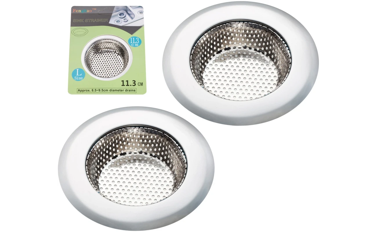 2PCS Kitchen Sink Strainer - Stainless Steel, Large Wide Rim 4.5" Diameter
